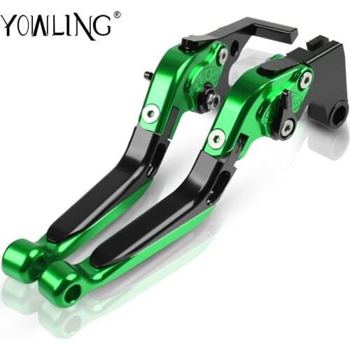 ER-6N logo 1Pair Motorcycle Adjustable Foldable Extendable Motorbike Brakes Clutch CNC Levers For KAWASAKI ER6N ER-6N 2009 -2016