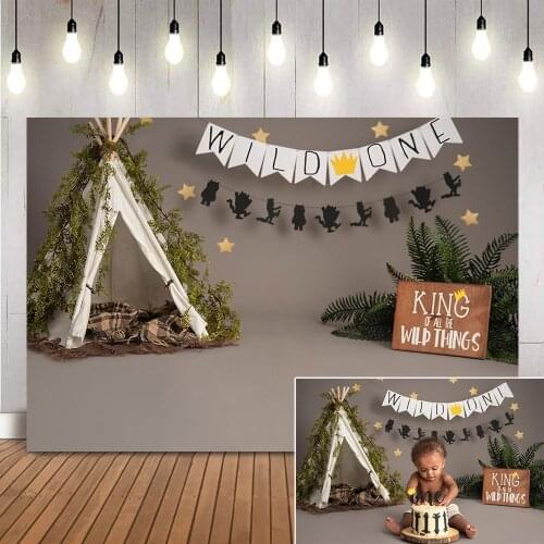 Wild One Adventure Theme Birthday Portrait Backdrop Tent Kings for All the Wall Papers Photo Background Studio Safari Jungle