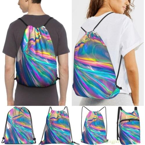 Holographic Men Purpose Drawstring Backpack Bags Women Outdoor Travel Backpacks Gym Training Swimming Fitness Bag
