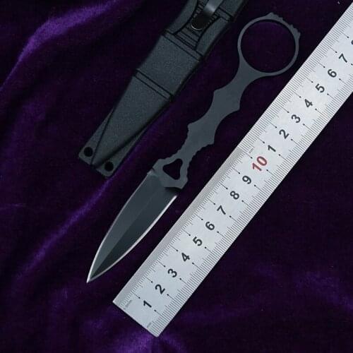 LEMIFSHE 176T Fixed knife D2 steel half tooth blade ABS sheath outdoor hunting survival tactical pocket straight knife EDC tools