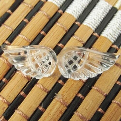 2pcs Fashion Jewelry! elegant Rock Crystal beads Carved Angel Wings Pendant For Gift Love Girl Pendants