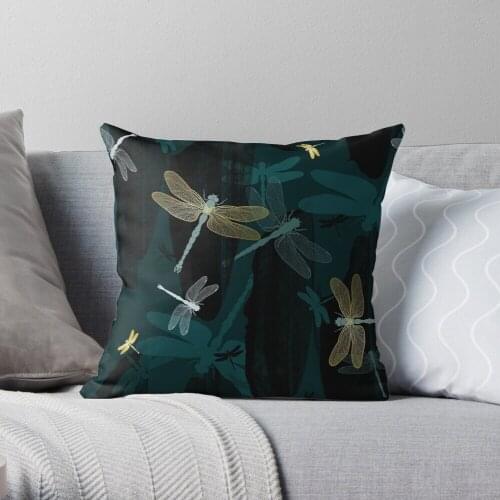 Midnight Dragonflies Throw Pillow Cushion Cover Polyester throw pillows case on sofa home living room car seat decor 45x45cm