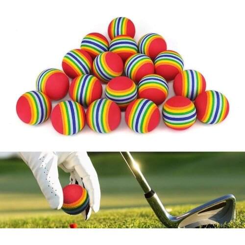 New 50pcs/bag EVA Foam Golf Balls Hot New Yellow/Red/Blue Rainbow Sponge Indoor Golf Practice Ball Training Aid -40