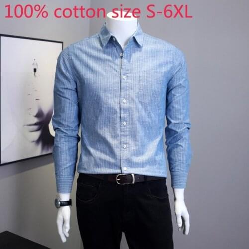New Arrival Fashion 100% Cotton Vertical Stripe Men Long Sleeve Casual Autumn Casual Shirts Plus Size S M L XL 2XL 3XL4XL5XL6XL
