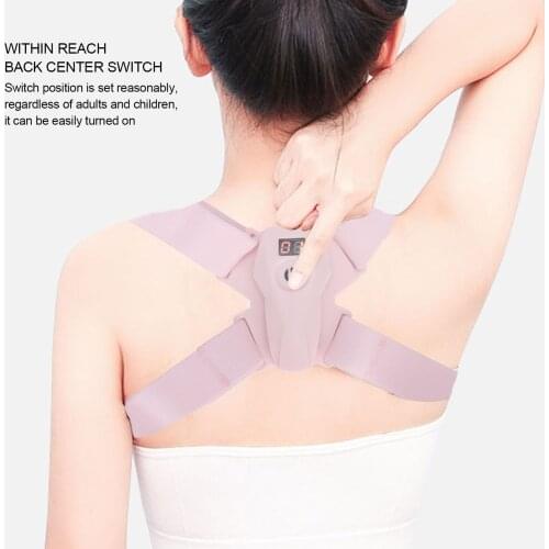 Child Adult Back Posture Corrector Straightener Intelligent Sensor Humpback Vibration Correction Trainer Elasticity Posture Pink