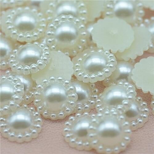 9,11,13mm pearl flower ivory resin flat back DIY garment beads accessories