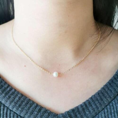 Genuine Freshwater Pearl Necklace 14K Gold Filled Neck Chains Pendants Unusual Chocker For Elegant Women Gift Fashion Jewelry