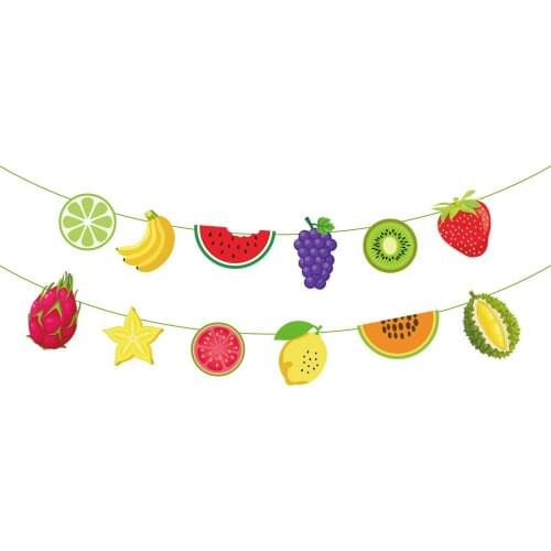 Summer Pineapple Kiwi Fruits Theme Party Banners Decorations Strawberry Watermelon Banana Cards Kids Birthday Party Supplies