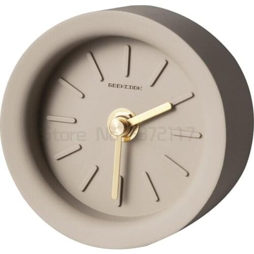 Nordic Industrial Wind table clock, cement base clock, silent electronic clock, living room desktop clock decoration