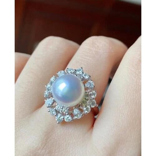 S925 Sterling Silver Adjustable Ring Finger Ring Base Settings Findings Jewelry Parts Fittings Accessories for Pearls Crystals