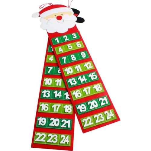 Cute Christmas Countdown Calendar Decor Xmas Advent Calendar Wall Hanging Santa Felt Advent Calendar With Pockets Child Kid Toys