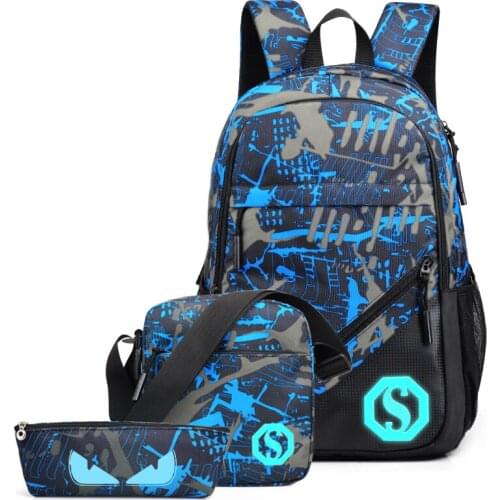 New School Bag Set 2 Pcs Men Casual Backpacks 2021 New Fashion Chest Pack Large Capacity Laptop Backpacking Waterproof