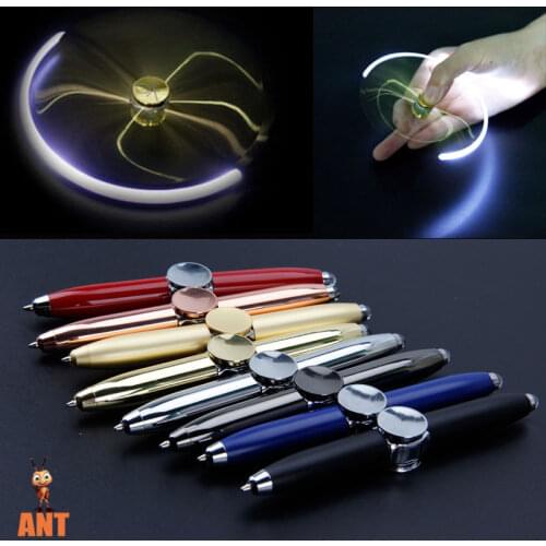Fingertip Top Ballpoint Pen Multi Function Rotating Luminous Metal Pen Creative LED Decompression Toy Fidget Golden Spinner