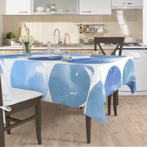 Table cloth living room kitchen cover white blue round shape patterned micro fabric cover with runner pattern Free Shipping