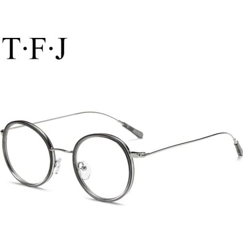 TFJ Round Eyes Glasses Frame Men Women Ultra Light Vintage Myopia Eyeglasses Frame Plain Lens oculos de grau femininos