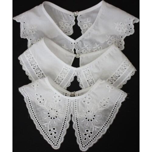 Women Lace Shirt False Collar Lapel Dress Blouse Fake Collars Shawl Wrap Embroidered Detachable Collar Clothes Accessories