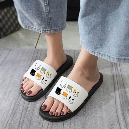 2021 Women Shoes Summer Home Slippers Cute Cartoon Cat Print Thick beach Non-slip Sandals Indoor Slides Fashion Ladies shoes