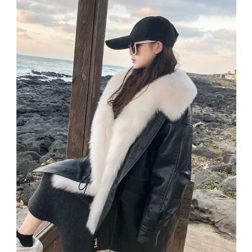 Women 2021 Autumn Winter Detachable Faux Fur Liner Leather Coat Thick Warm Faux Leather Jackets Female Motorcycle Outerwear C53