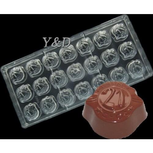 21st Century Gold Coins Polycarbonate PC Chocolate Candy Mould 3D Molding Instructions Fondant Cake Mold for DIY Home Baking