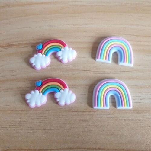 10Pcs Kawaii Silicone Rainbow Cloud Flat back Cabochon for Hair Bows Center Accessories Rubber Decoration Craft DIY Scrapbooking