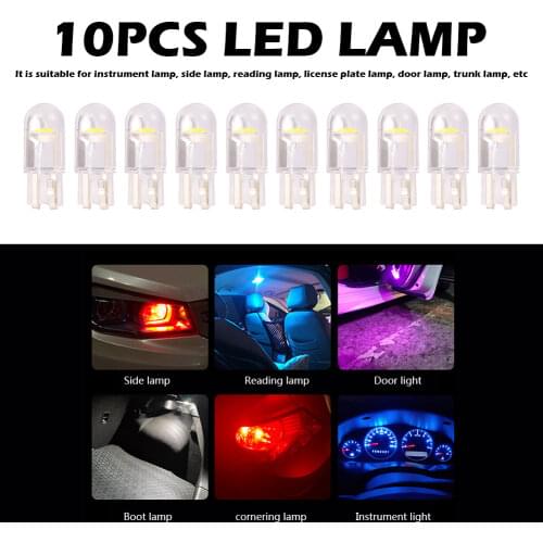 10pcs LED Car Blubs T10 COB LED Wedge Parking Light Map Reading Intrument Lamp License Plate Light Bulbs Auto Accessories