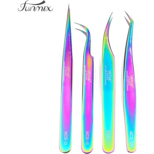 100%Vetus MCS Series Fantasy Bright Premium Beauty Makeup Tweezers for Eyelashes Extension Pinzas Super precision