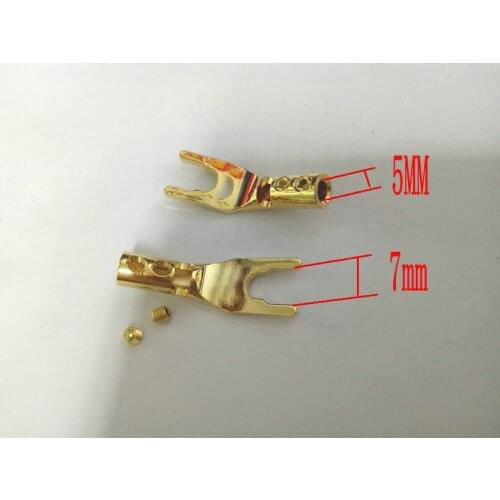 200pcs Red Copper Speaker Cable Spade Connector Terminal Plug New