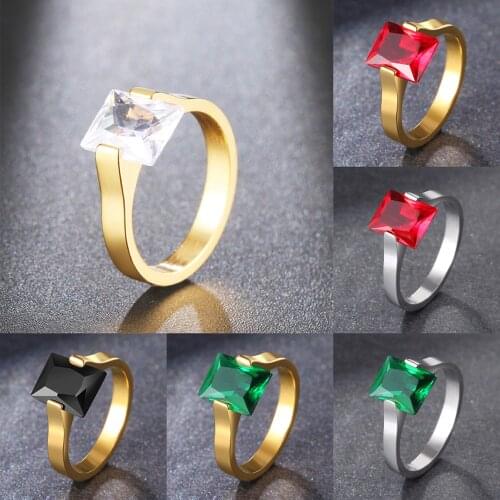 2021NEW Stainless Steel Ring Fashion Crystal BIG Zircon Classic Style Rings Wedding Party Couples Gifts For Women Fine Jewelry