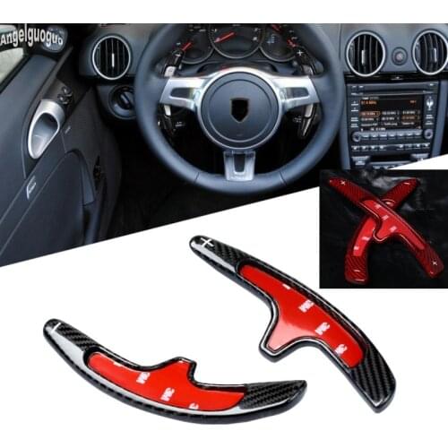 2color Real carbon fiber Car Steering Wheel Paddle Shift Shifter DSG Trim For Porsche Cayman 981 Carrera Boxster 911 Accessories