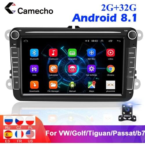 Camecho 2 din Android 8.1 For VW/Volkswagen/Golf/Polo/Tiguan/Passat/b7/b6/leon/Skoda/Octavia Car Radio GPS Multimedia Player