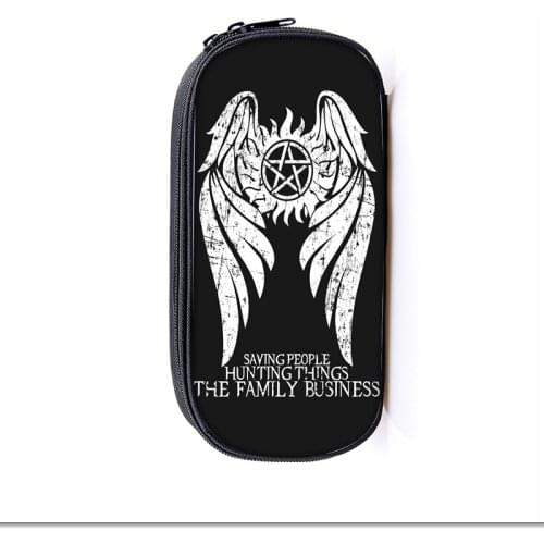 Supernatural Cosmetic Cases Pencil Holder Boys Girls Stationary Bags Demon Hunter Winchester Bros Children School Case Supplies