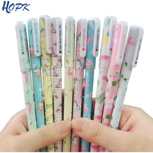 10pcs/set Cute Flamingo Unicorn Cactus Color Gel Pen Multicolor Kawaii Gift Gel-ink Pens for Writing School Supply Stationery