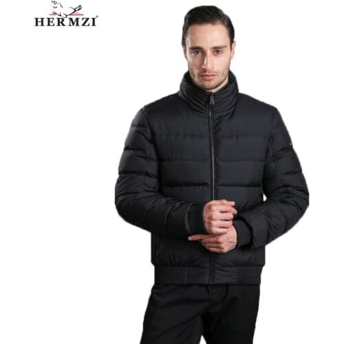 HERMZI 2021 High Quality Winter Jacket Men Fashion Jackets Cotton Coat Autumn Stand Collar European Size Black Free Shipping