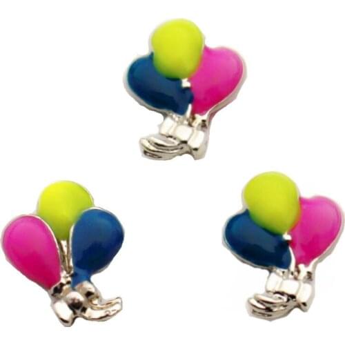 Hot Selling 10pcs/lot Metal 3D Double Hot Air Balloon Floating Charms For Living Glass floating memory locket charms jewelry