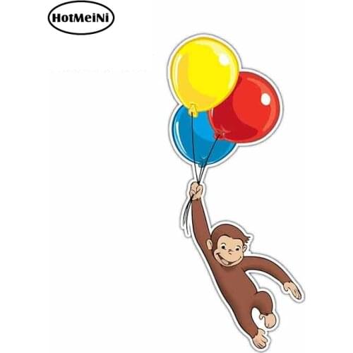 HotMeiNi 13cm x 5.8cm Curious George Balloons Cartoon Car Stickers Vinyl JDM Bumper Trunk Truck Graphics Fine Decal RV VAN 3D
