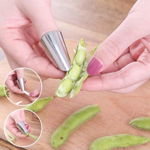 2pcs Peeling Bean Tools Kitchen Broad Bean Peeling Iron Nail Cover Stainless Steel Protection Finger Ring Shelling Tool