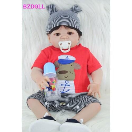 BZDOLL 22" Full Silicone Reborn Doll Lifelike 55 CM Newborn Boy Babies Toy Lovely Birthday Gift For Girl