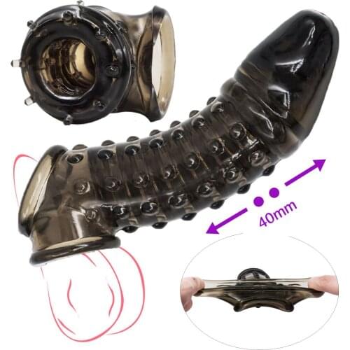 Reusable Soft Rivet Condom Testis Bondage Ring Penis Expander Delay Ejaculation Cock Sleeve Sex Toy Male Enhancer Intimate Goods