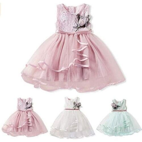Fashion Flower Toddler Kid Baby Girl Sleeveless Dress Princess Pageant Lace Tutu Dresses