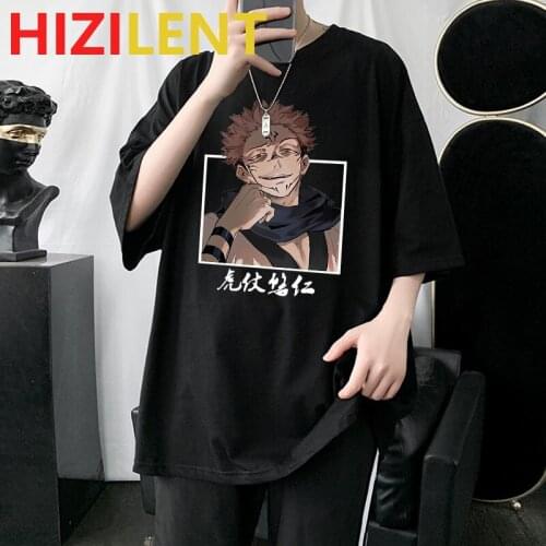 Jujutsu Kaisen Itadori Yuji Men Short Sleeve T-shirts Loose Harajuku аниме Printed Women Korean Style hip hop roupas streetwear