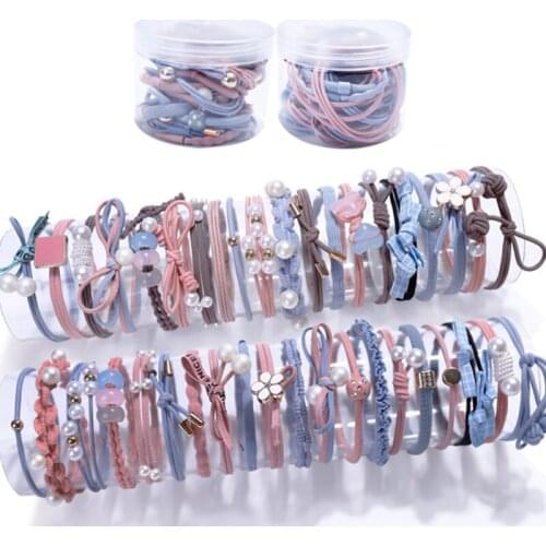 Hair Ring Set Ponytail Fixed Hair Ring Candy Color Simple Hairpins Elastic Hair Band Hair Accessories for Grils