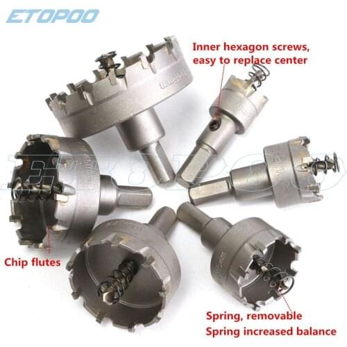 6Pcs/Set 22-65mm Carbide Drills Bit Hole Saw Set Perforator Metal Stainless Steel Tube Plate for Reaming Drill Bit