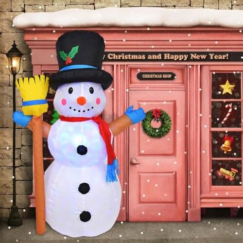 1.2 Meters Christmas Lighted Inflatable Snowman LED Light Toy Decoration Dolls LED Yard Prop for Household Parties Ornaments