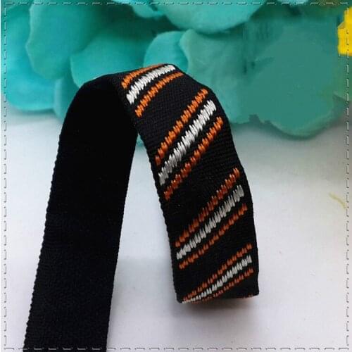 New 15mm 5/8" black bottom Orange diagonal stripes ribbon DIY Sewing Accessories Clothing Supplementary material (1 meter/lot)