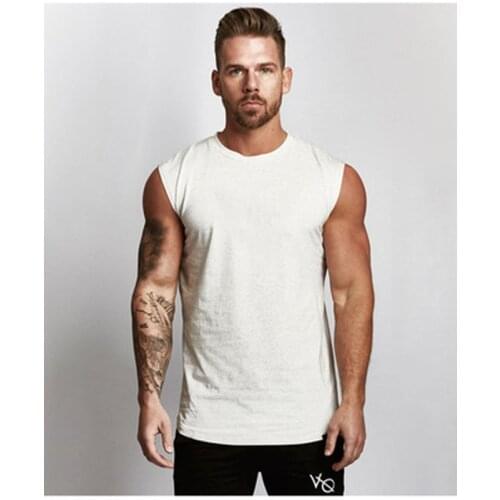 Pure Color Cotton Mens Vest Casual Sleeveless Mens Tops Muscle Fitness Brothers Cross-Border Mens Sports Wear