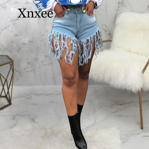 Tassel Sexy Elastic Jeans Shorts pants Women Summer High Waist Cotton Jean Short Plus Size Denim Shorts 2020 beach africa style