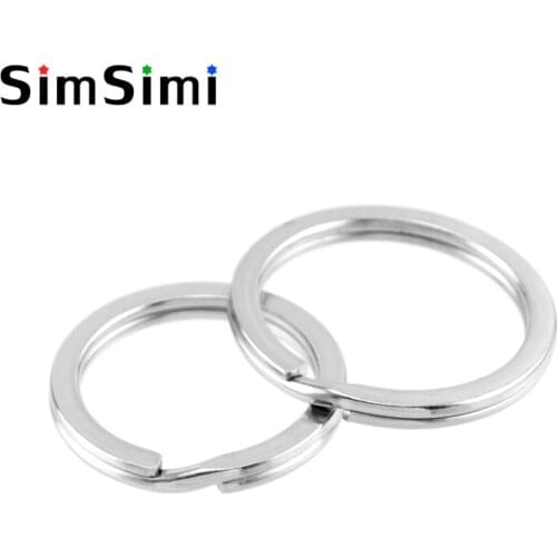 Simsimi Flat Key chain rings 2.0 wire diameter 304 Stainless Steel size 25/28/30/32/35mm good quality keyring wholesale 50pcs