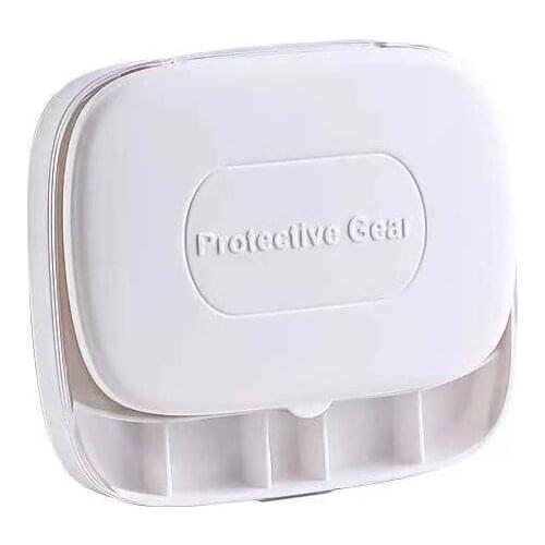 Portable Mini Seven Grid Pill Box Transparent Double Layer Small Jewelry Storage Box Portable Pill Mask Storage Box Container