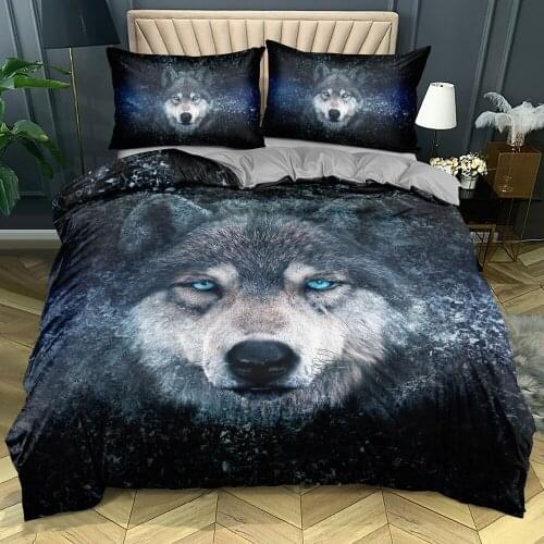 3D Wolf Custom Design Gray Bedclothes Quilt Cover Duvet Covers Pillow Covers Sets Twin King Queen Double Single Size Bed Linens
