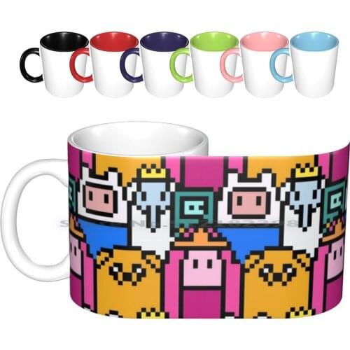 Adventure Time Cute Pixel Art Pattern Ceramic Mugs Coffee Cups Milk Tea Mug Adventure Time Cartoon Cartoon Fin Jack